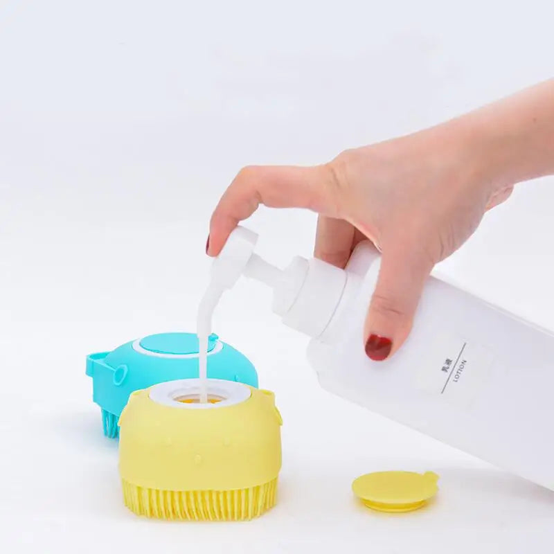 Esponja de Silicone com Dispenser para Shampoo ou Sabonete