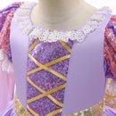 Rapunzal Princess Girl Dress Cosplay Tangled Halloween Party Vestido Kids Birthday Christmas 2-10T