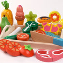 Kit Cozinha de Madeira com Velcro Frutas Legumes