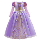 Rapunzal Princess Girl Dress Cosplay Tangled Halloween Party Vestido Kids Birthday Christmas 2-10T