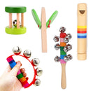 Conjunto de Instrumentos Musicais de Madeira Montessori – 5 Peças Sensorial para Crianças