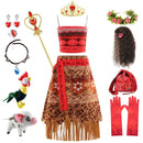 Girls Moana Dress Up Party Cosplay Costume Little Girl Princess Fancy Halloween Clothes Children Vaiana Outfit