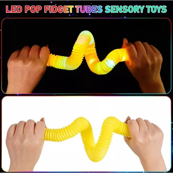 1 Pop Tube Tubo Com Led Fidget Toy Descompressão Sensorial Anti Stress