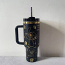 Copo térmico Stitch para café com canudo de aço inoxidável