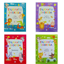 4 livros de atividade Caligrafia divertida: letra cursiva, letra de forma, letra bastão e numerais