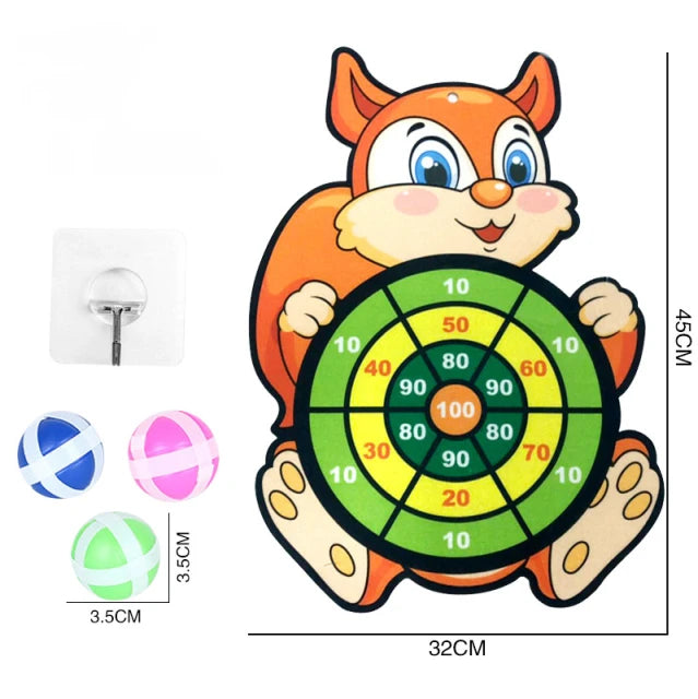 Jogo de dardos para crianças - Animal dos desenhos animados Dart Board com 3 bolas