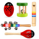 Conjunto de Instrumentos Musicais de Madeira Montessori – 5 Peças Sensorial para Crianças