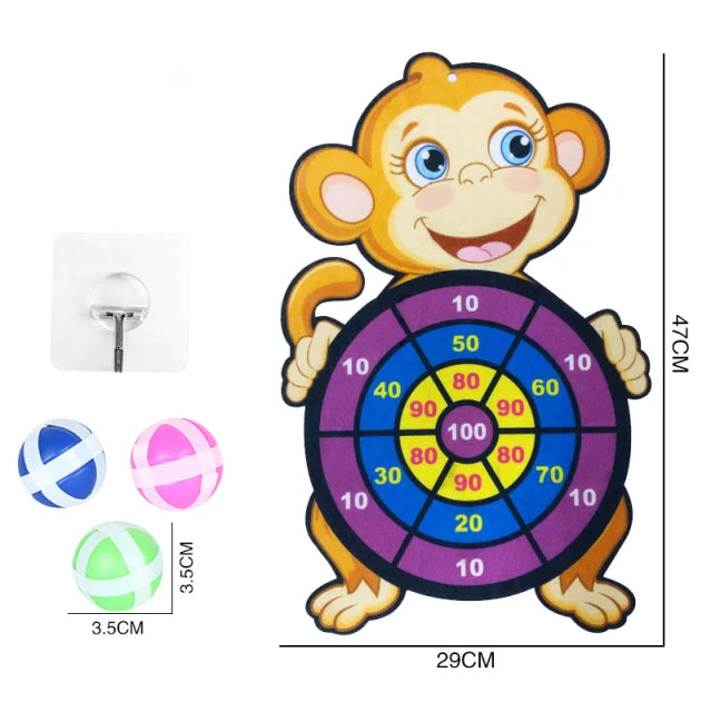 Jogo de dardos para crianças - Animal dos desenhos animados Dart Board com 3 bolas