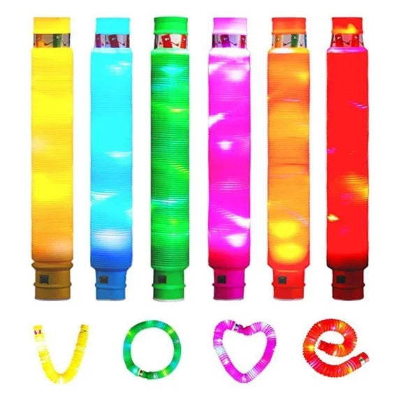 1 Pop Tube Tubo Com Led Fidget Toy Descompressão Sensorial Anti Stress