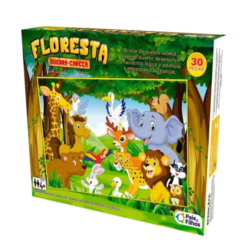 Quebra-cabeça Infantil Madeira Mdf 30 Peças Animais da Floresta