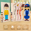 Quebra-Cabeça de Corpo Humano em Madeira – Brinquedo Educativo Montessori