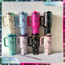 Copo térmico Stitch para café com canudo de aço inoxidável