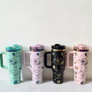 Copo térmico Stitch para café com canudo de aço inoxidável