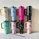 Copo térmico Stitch para café com canudo de aço inoxidável